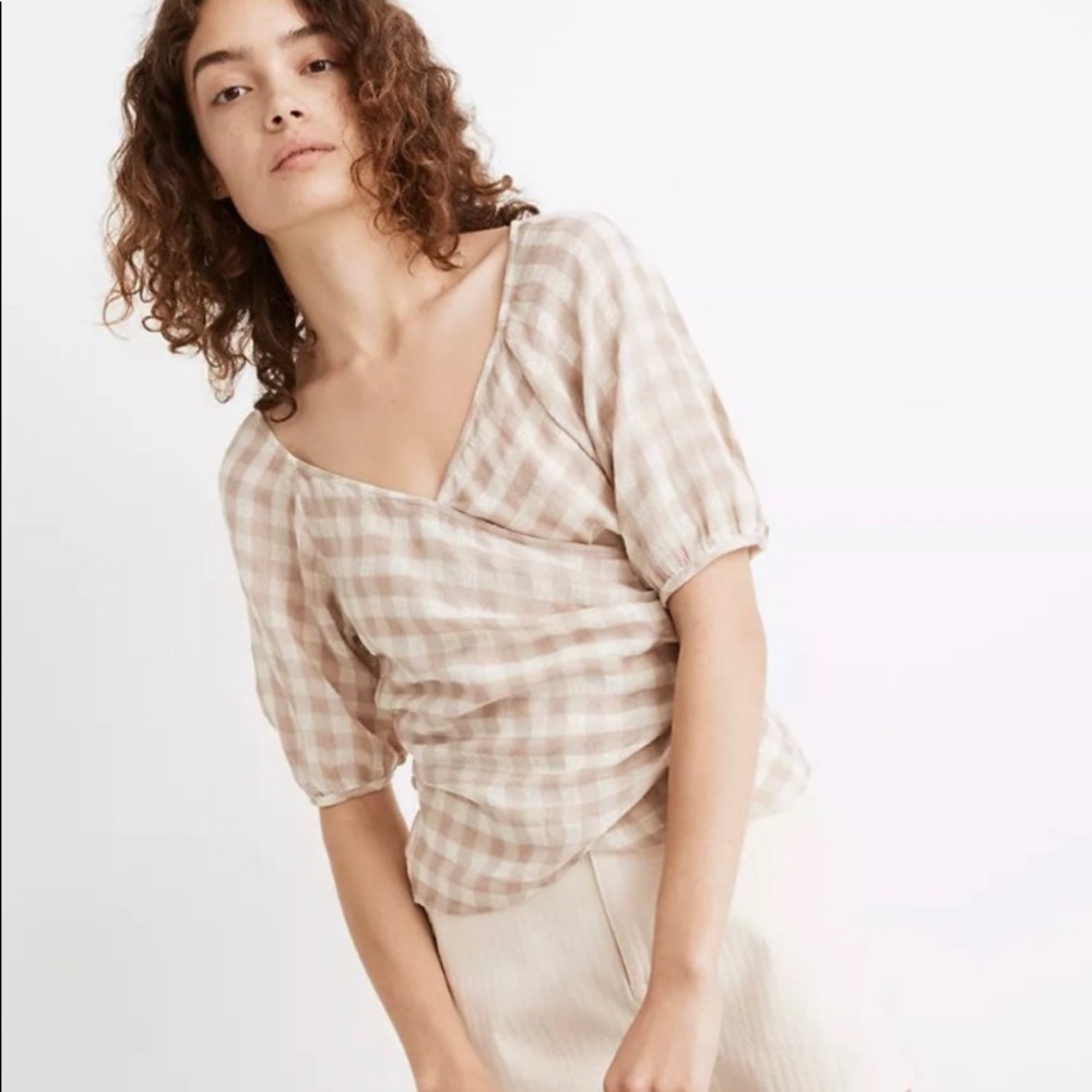 Madewell Sweetheart Wrap Top in Gingham Check